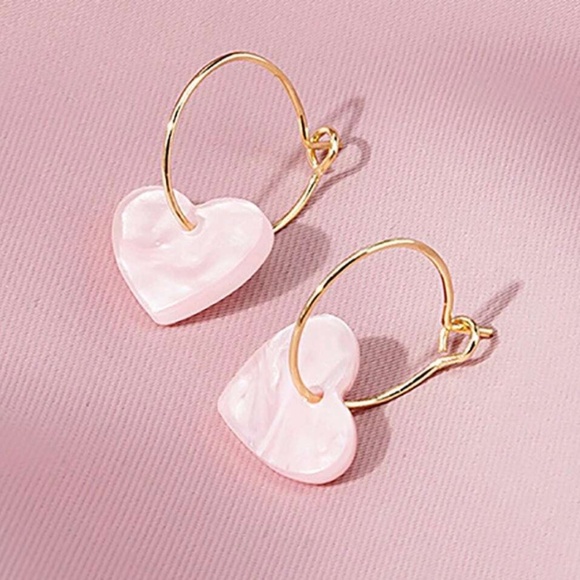 Gold Tone Heart Small Hoop Earrings - Picture 1 of 4
